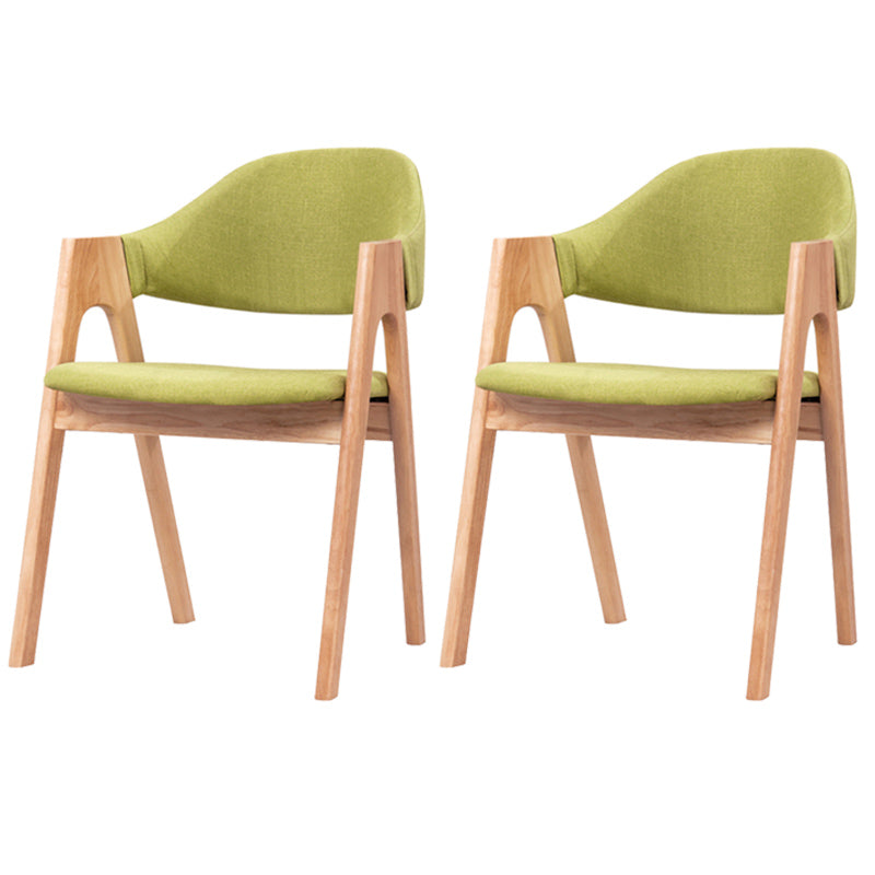 Scandinavian Milk Tea Shop Upholstered Arm Chair Matte Finish Open Dining Chair Green 2 Piece Set Natural Wood Clearhalo ' kitchen&dining_furn' 'Dining Chairs' 'Dining Tables & Seating' 'dining_chair' 'furn' 'furn_dining_chair' 'Furniture' 'furniture_dining_chair' 'Kitchen & Dining Furniture' 'kitchen' 3837695