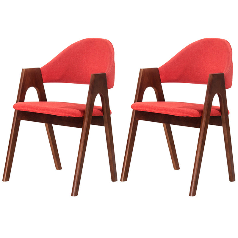 Scandinavian Milk Tea Shop Upholstered Arm Chair Matte Finish Open Dining Chair Red 2 Piece Set Walnut Clearhalo ' kitchen&dining_furn' 'Dining Chairs' 'Dining Tables & Seating' 'dining_chair' 'furn' 'furn_dining_chair' 'Furniture' 'furniture_dining_chair' 'Kitchen & Dining Furniture' 'kitchen' 3837698