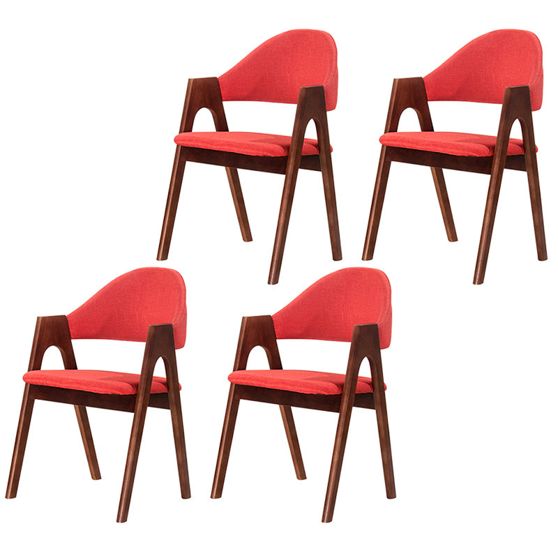 Scandinavian Milk Tea Shop Upholstered Arm Chair Matte Finish Open Dining Chair Red 4 Piece Set Walnut Clearhalo ' kitchen&dining_furn' 'Dining Chairs' 'Dining Tables & Seating' 'dining_chair' 'furn' 'furn_dining_chair' 'Furniture' 'furniture_dining_chair' 'Kitchen & Dining Furniture' 'kitchen' 3837699
