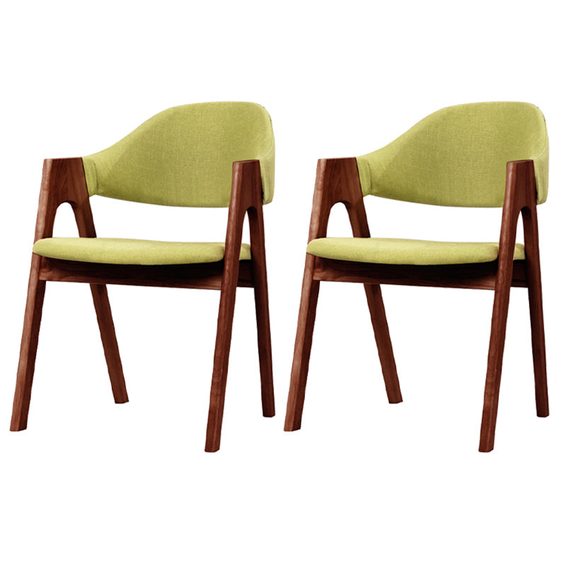 Scandinavian Milk Tea Shop Upholstered Arm Chair Matte Finish Open Dining Chair Green 2 Piece Set Walnut Clearhalo ' kitchen&dining_furn' 'Dining Chairs' 'Dining Tables & Seating' 'dining_chair' 'furn' 'furn_dining_chair' 'Furniture' 'furniture_dining_chair' 'Kitchen & Dining Furniture' 'kitchen' 3837704