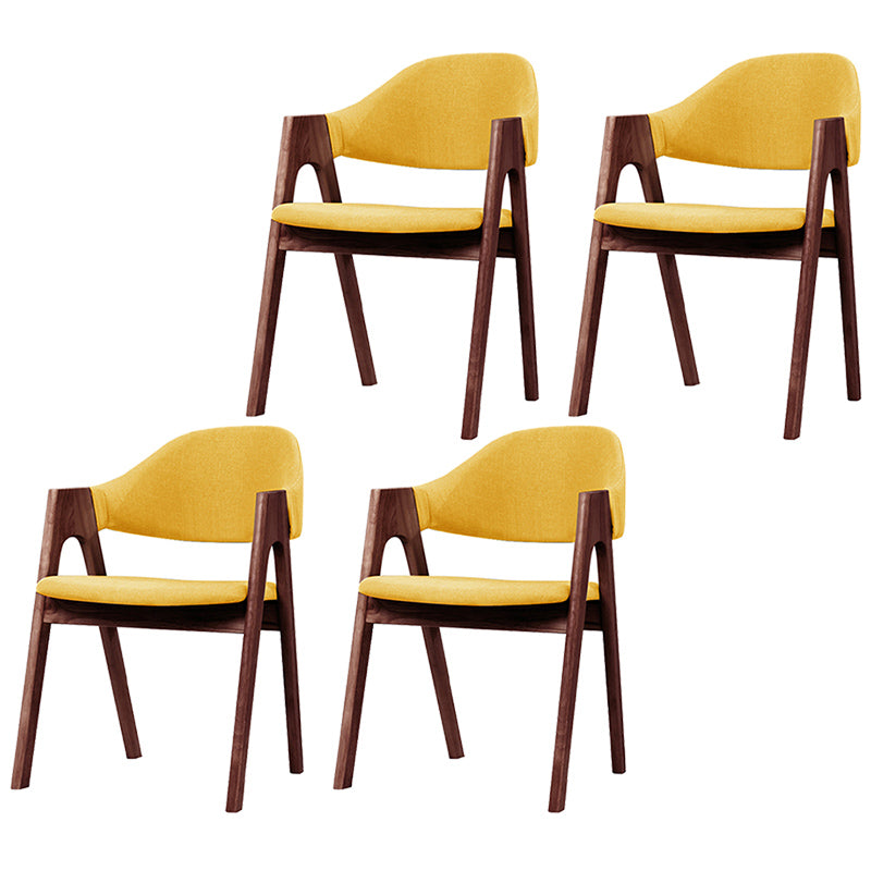Scandinavian Milk Tea Shop Upholstered Arm Chair Matte Finish Open Dining Chair Yellow 4 Piece Set Walnut Clearhalo ' kitchen&dining_furn' 'Dining Chairs' 'Dining Tables & Seating' 'dining_chair' 'furn' 'furn_dining_chair' 'Furniture' 'furniture_dining_chair' 'Kitchen & Dining Furniture' 'kitchen' 3837714