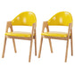 Scandinavian Milk Tea Shop Upholstered Arm Chair Matte Finish Open Dining Chair Fluorescent Yellow 2 Piece Set Natural Wood Clearhalo ' kitchen&dining_furn' 'Dining Chairs' 'Dining Tables & Seating' 'dining_chair' 'furn' 'furn_dining_chair' 'Furniture' 'furniture_dining_chair' 'Kitchen & Dining Furniture' 'kitchen' 3837716