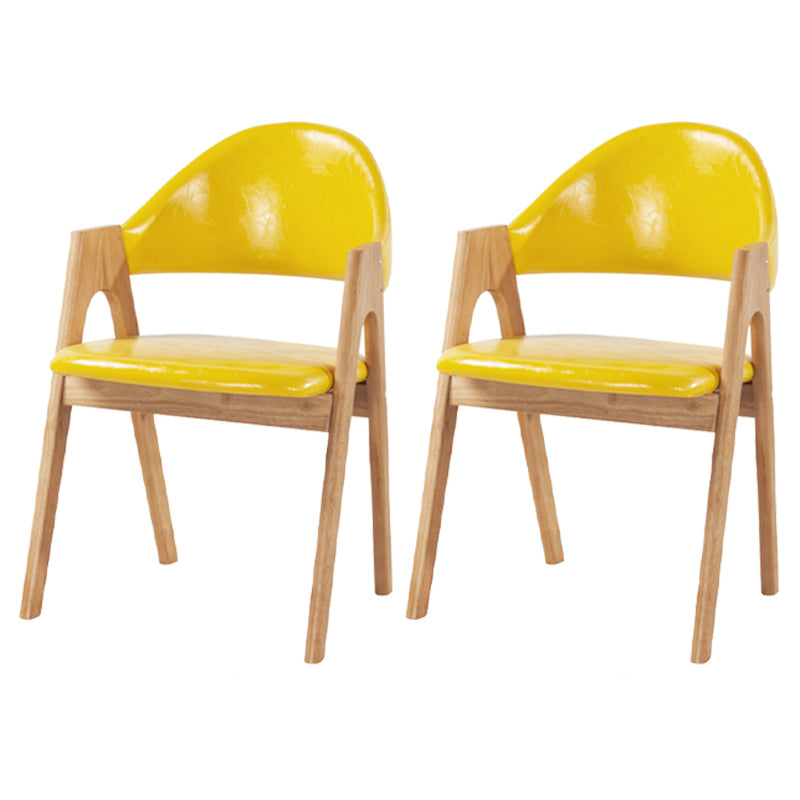 Scandinavian Milk Tea Shop Upholstered Arm Chair Matte Finish Open Dining Chair Fluorescent Yellow 2 Piece Set Natural Wood Clearhalo ' kitchen&dining_furn' 'Dining Chairs' 'Dining Tables & Seating' 'dining_chair' 'furn' 'furn_dining_chair' 'Furniture' 'furniture_dining_chair' 'Kitchen & Dining Furniture' 'kitchen' 3837716