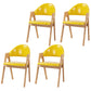 Scandinavian Milk Tea Shop Upholstered Arm Chair Matte Finish Open Dining Chair Fluorescent Yellow 4 Piece Set Natural Wood Clearhalo ' kitchen&dining_furn' 'Dining Chairs' 'Dining Tables & Seating' 'dining_chair' 'furn' 'furn_dining_chair' 'Furniture' 'furniture_dining_chair' 'Kitchen & Dining Furniture' 'kitchen' 3837717