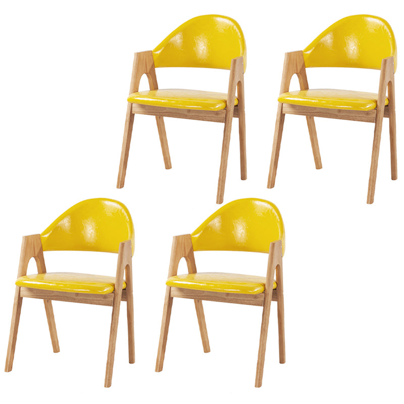 Scandinavian Milk Tea Shop Upholstered Arm Chair Matte Finish Open Dining Chair Fluorescent Yellow 4 Piece Set Natural Wood Clearhalo ' kitchen&dining_furn' 'Dining Chairs' 'Dining Tables & Seating' 'dining_chair' 'furn' 'furn_dining_chair' 'Furniture' 'furniture_dining_chair' 'Kitchen & Dining Furniture' 'kitchen' 3837717