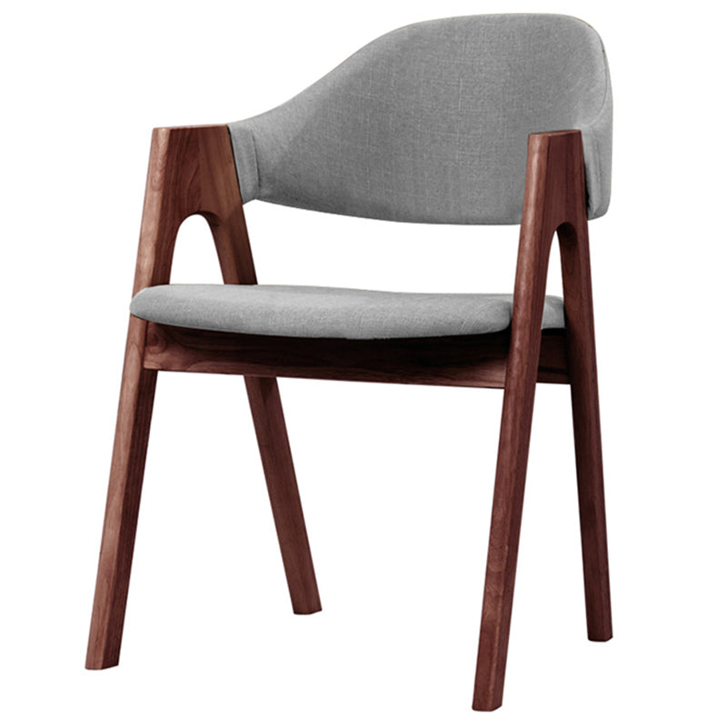 Scandinavian Milk Tea Shop Upholstered Arm Chair Matte Finish Open Dining Chair Light Gray 1 Piece Walnut Clearhalo ' kitchen&dining_furn' 'Dining Chairs' 'Dining Tables & Seating' 'dining_chair' 'furn' 'furn_dining_chair' 'Furniture' 'furniture_dining_chair' 'Kitchen & Dining Furniture' 'kitchen' 3837718