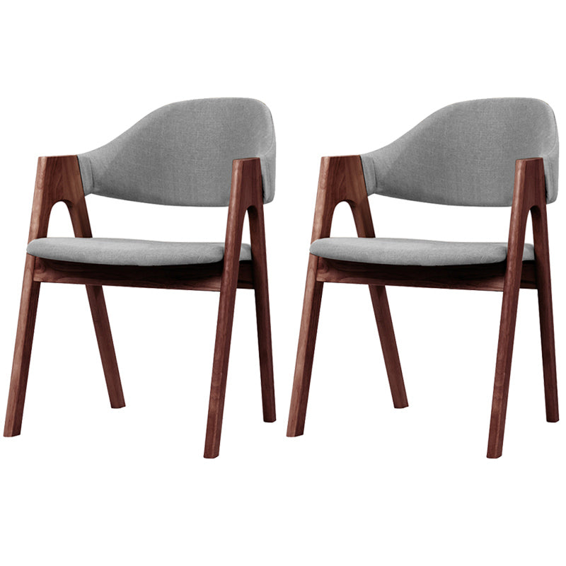 Scandinavian Milk Tea Shop Upholstered Arm Chair Matte Finish Open Dining Chair Light Gray 2 Piece Set Walnut Clearhalo ' kitchen&dining_furn' 'Dining Chairs' 'Dining Tables & Seating' 'dining_chair' 'furn' 'furn_dining_chair' 'Furniture' 'furniture_dining_chair' 'Kitchen & Dining Furniture' 'kitchen' 3837719