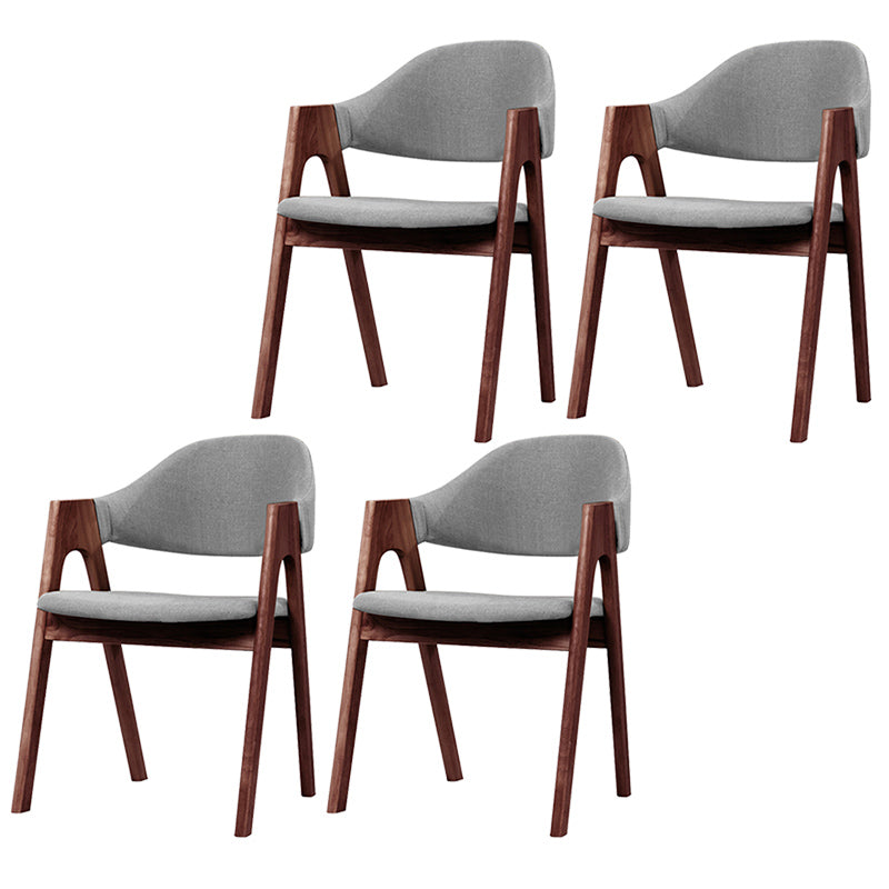 Scandinavian Milk Tea Shop Upholstered Arm Chair Matte Finish Open Dining Chair Light Gray 4 Piece Set Walnut Clearhalo ' kitchen&dining_furn' 'Dining Chairs' 'Dining Tables & Seating' 'dining_chair' 'furn' 'furn_dining_chair' 'Furniture' 'furniture_dining_chair' 'Kitchen & Dining Furniture' 'kitchen' 3837720