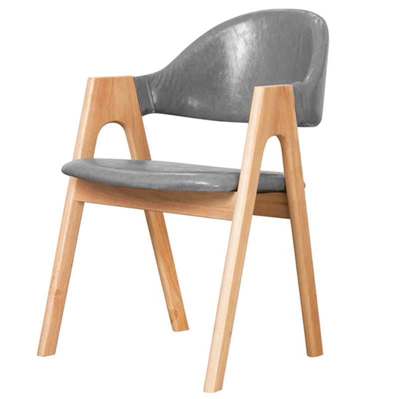 Scandinavian Milk Tea Shop Upholstered Arm Chair Matte Finish Open Dining Chair Grey 1 Piece Natural Wood Clearhalo ' kitchen&dining_furn' 'Dining Chairs' 'Dining Tables & Seating' 'dining_chair' 'furn' 'furn_dining_chair' 'Furniture' 'furniture_dining_chair' 'Kitchen & Dining Furniture' 'kitchen' 3837721