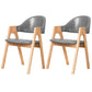 Scandinavian Milk Tea Shop Upholstered Arm Chair Matte Finish Open Dining Chair Grey 2 Piece Set Natural Wood Clearhalo ' kitchen&dining_furn' 'Dining Chairs' 'Dining Tables & Seating' 'dining_chair' 'furn' 'furn_dining_chair' 'Furniture' 'furniture_dining_chair' 'Kitchen & Dining Furniture' 'kitchen' 3837722