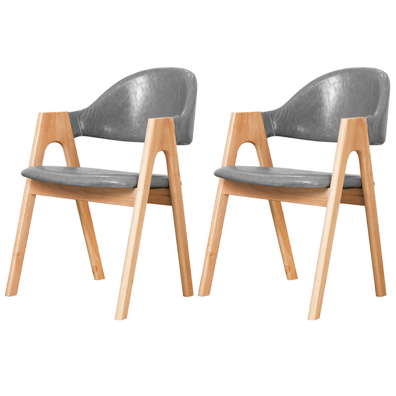 Scandinavian Milk Tea Shop Upholstered Arm Chair Matte Finish Open Dining Chair Grey 2 Piece Set Natural Wood Clearhalo ' kitchen&dining_furn' 'Dining Chairs' 'Dining Tables & Seating' 'dining_chair' 'furn' 'furn_dining_chair' 'Furniture' 'furniture_dining_chair' 'Kitchen & Dining Furniture' 'kitchen' 3837722