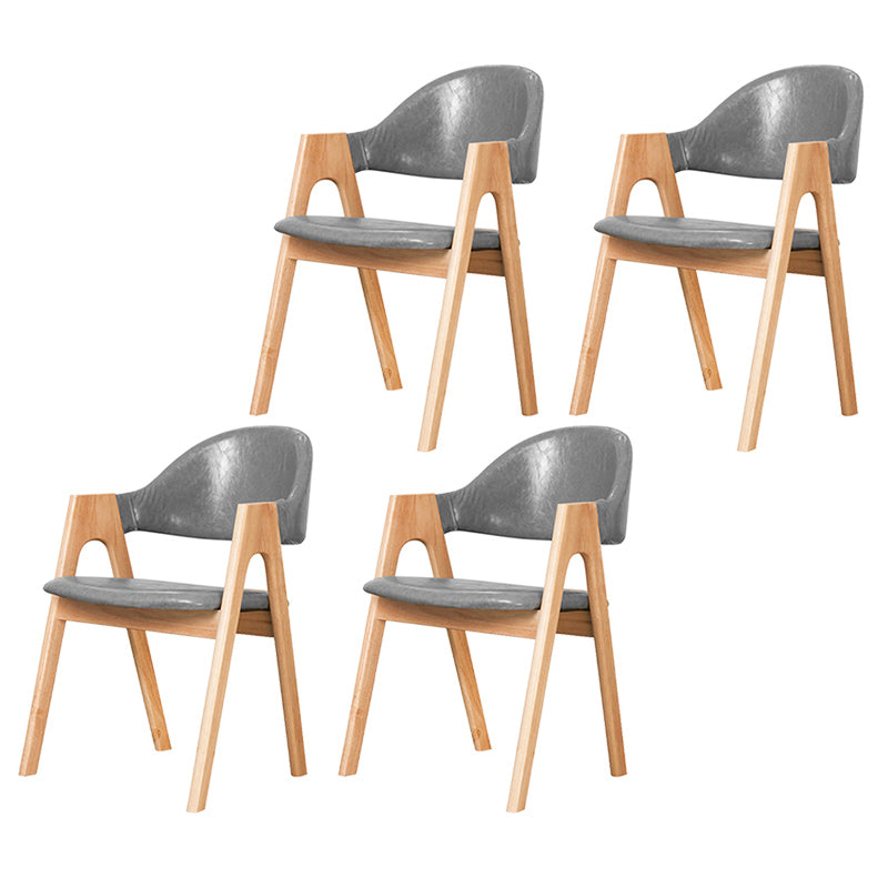 Scandinavian Milk Tea Shop Upholstered Arm Chair Matte Finish Open Dining Chair Grey 4 Piece Set Natural Wood Clearhalo ' kitchen&dining_furn' 'Dining Chairs' 'Dining Tables & Seating' 'dining_chair' 'furn' 'furn_dining_chair' 'Furniture' 'furniture_dining_chair' 'Kitchen & Dining Furniture' 'kitchen' 3837723