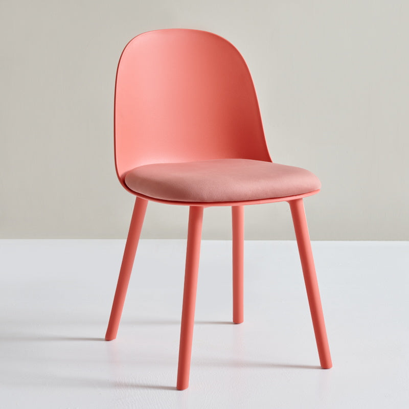Scandinavian Plastic Armless Dining Chairs Indoor Solid Back Side Chair Pink 1 Piece Clearhalo ' kitchen&dining_furn' 'Dining Chairs' 'Dining Tables & Seating' 'dining_chair' 'furn' 'furn_dining_chair' 'Furniture' 'furniture_dining_chair' 'Kitchen & Dining Furniture' 'kitchen' 3837728