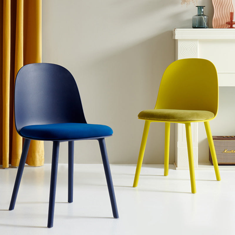 Scandinavian Plastic Armless Dining Chairs Indoor Solid Back Side Chair Clearhalo ' kitchen&dining_furn' 'Dining Chairs' 'Dining Tables & Seating' 'dining_chair' 'furn' 'furn_dining_chair' 'Furniture' 'furniture_dining_chair' 'Kitchen & Dining Furniture' 'kitchen' 3837729