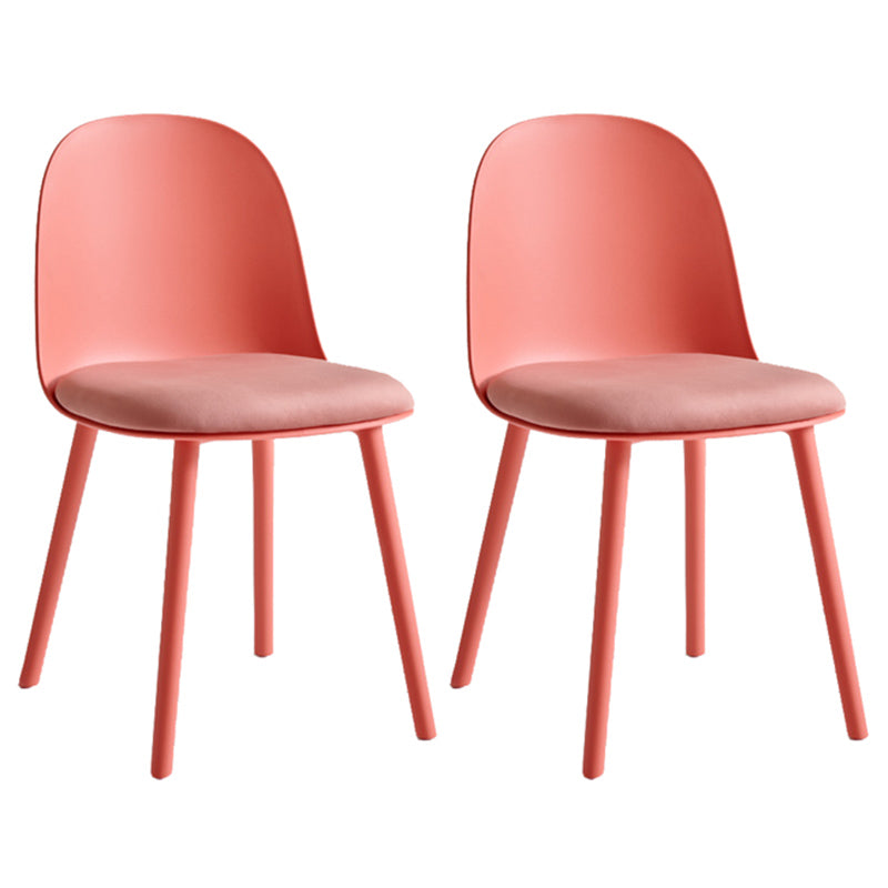 Scandinavian Plastic Armless Dining Chairs Indoor Solid Back Side Chair Pink 2 Piece Set Clearhalo ' kitchen&dining_furn' 'Dining Chairs' 'Dining Tables & Seating' 'dining_chair' 'furn' 'furn_dining_chair' 'Furniture' 'furniture_dining_chair' 'Kitchen & Dining Furniture' 'kitchen' 3837730