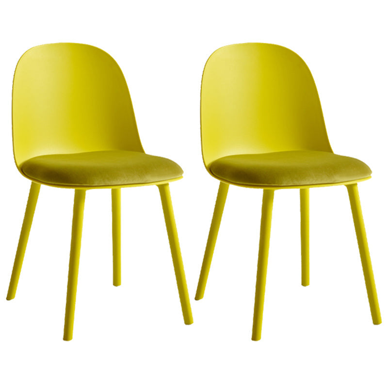 Scandinavian Plastic Armless Dining Chairs Indoor Solid Back Side Chair Yellow 2 Piece Set Clearhalo ' kitchen&dining_furn' 'Dining Chairs' 'Dining Tables & Seating' 'dining_chair' 'furn' 'furn_dining_chair' 'Furniture' 'furniture_dining_chair' 'Kitchen & Dining Furniture' 'kitchen' 3837735