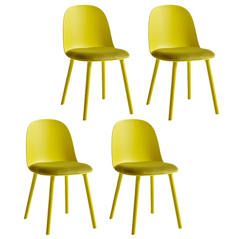 Scandinavian Plastic Armless Dining Chairs Indoor Solid Back Side Chair Yellow 4 Piece Set Clearhalo ' kitchen&dining_furn' 'Dining Chairs' 'Dining Tables & Seating' 'dining_chair' 'furn' 'furn_dining_chair' 'Furniture' 'furniture_dining_chair' 'Kitchen & Dining Furniture' 'kitchen' 3837737