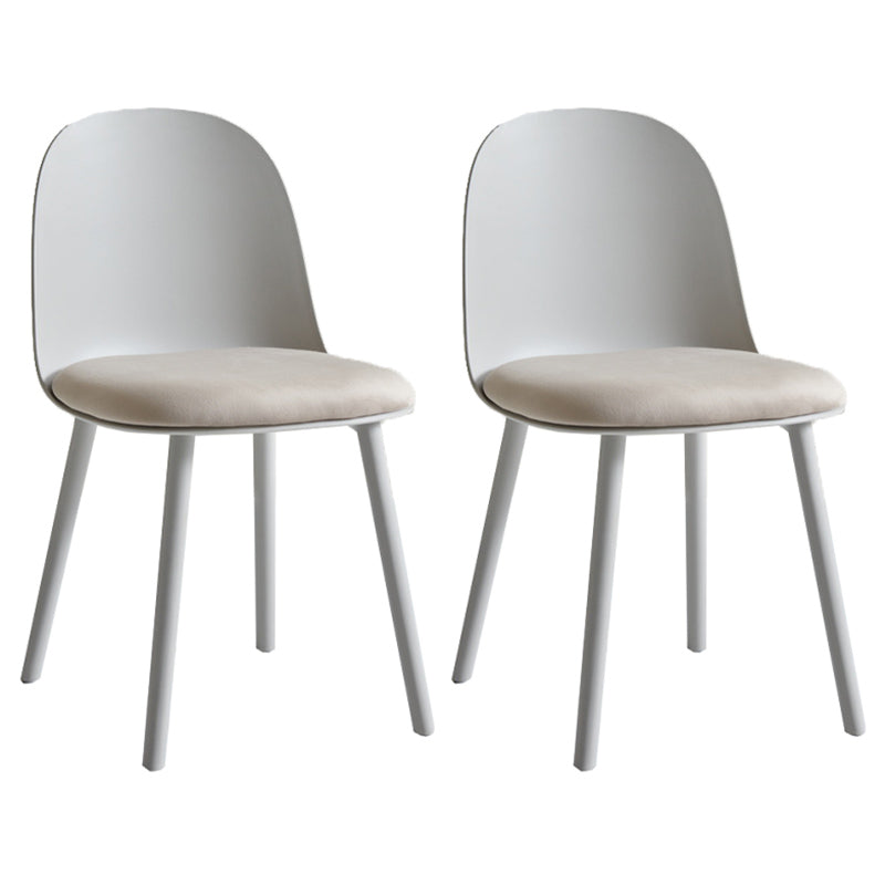 Scandinavian Plastic Armless Dining Chairs Indoor Solid Back Side Chair Grey 2 Piece Set Clearhalo ' kitchen&dining_furn' 'Dining Chairs' 'Dining Tables & Seating' 'dining_chair' 'furn' 'furn_dining_chair' 'Furniture' 'furniture_dining_chair' 'Kitchen & Dining Furniture' 'kitchen' 3837741