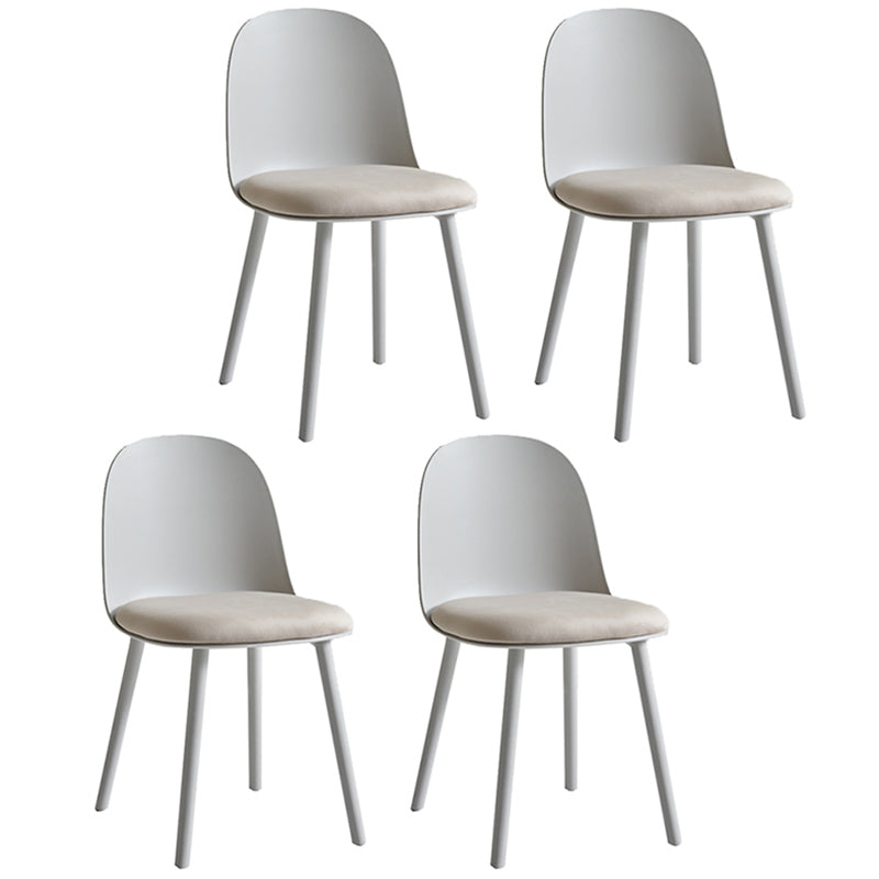 Scandinavian Plastic Armless Dining Chairs Indoor Solid Back Side Chair Grey 4 Piece Set Clearhalo ' kitchen&dining_furn' 'Dining Chairs' 'Dining Tables & Seating' 'dining_chair' 'furn' 'furn_dining_chair' 'Furniture' 'furniture_dining_chair' 'Kitchen & Dining Furniture' 'kitchen' 3837743