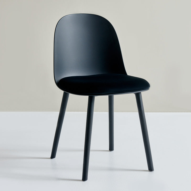 Scandinavian Plastic Armless Dining Chairs Indoor Solid Back Side Chair Black 1 Piece Clearhalo ' kitchen&dining_furn' 'Dining Chairs' 'Dining Tables & Seating' 'dining_chair' 'furn' 'furn_dining_chair' 'Furniture' 'furniture_dining_chair' 'Kitchen & Dining Furniture' 'kitchen' 3837746