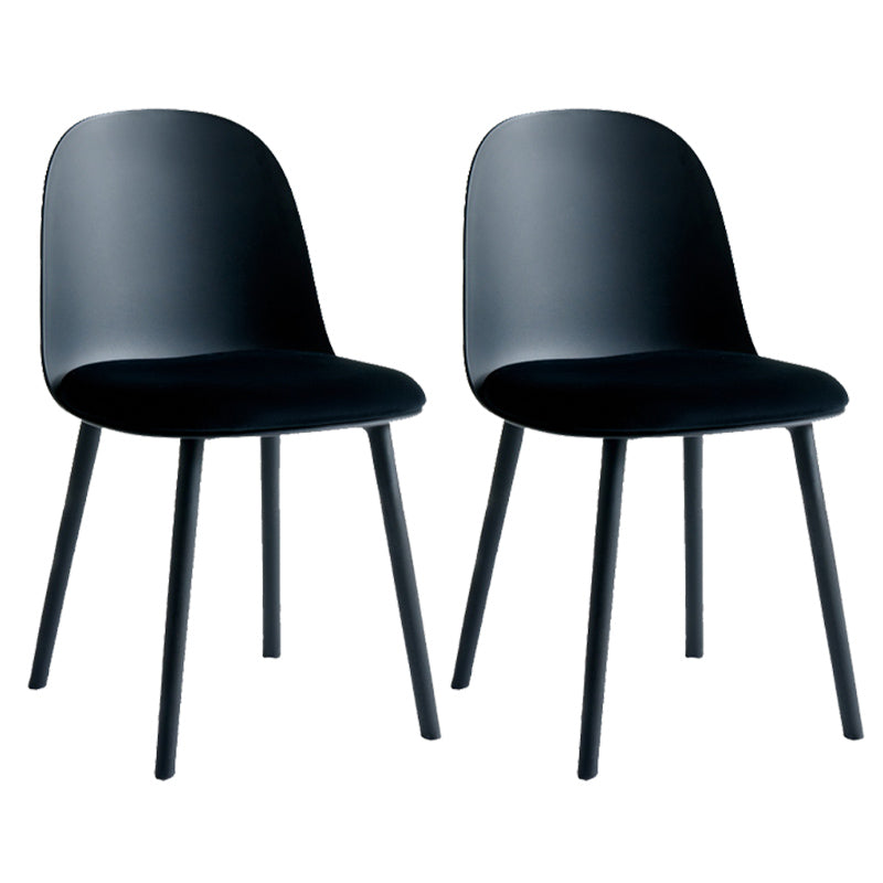 Scandinavian Plastic Armless Dining Chairs Indoor Solid Back Side Chair Black 2 Piece Set Clearhalo ' kitchen&dining_furn' 'Dining Chairs' 'Dining Tables & Seating' 'dining_chair' 'furn' 'furn_dining_chair' 'Furniture' 'furniture_dining_chair' 'Kitchen & Dining Furniture' 'kitchen' 3837747