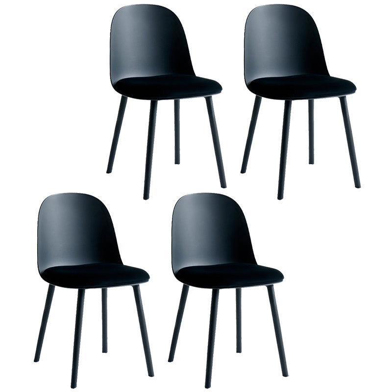 Scandinavian Plastic Armless Dining Chairs Indoor Solid Back Side Chair Black 4 Piece Set Clearhalo ' kitchen&dining_furn' 'Dining Chairs' 'Dining Tables & Seating' 'dining_chair' 'furn' 'furn_dining_chair' 'Furniture' 'furniture_dining_chair' 'Kitchen & Dining Furniture' 'kitchen' 3837748