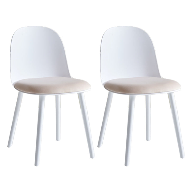 Scandinavian Plastic Armless Dining Chairs Indoor Solid Back Side Chair White 2 Piece Set Clearhalo ' kitchen&dining_furn' 'Dining Chairs' 'Dining Tables & Seating' 'dining_chair' 'furn' 'furn_dining_chair' 'Furniture' 'furniture_dining_chair' 'Kitchen & Dining Furniture' 'kitchen' 3837750