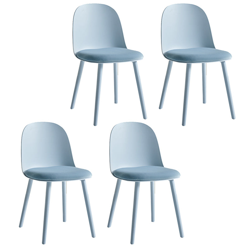Scandinavian Plastic Armless Dining Chairs Indoor Solid Back Side Chair Light Blue 4 Piece Set Clearhalo ' kitchen&dining_furn' 'Dining Chairs' 'Dining Tables & Seating' 'dining_chair' 'furn' 'furn_dining_chair' 'Furniture' 'furniture_dining_chair' 'Kitchen & Dining Furniture' 'kitchen' 3837754