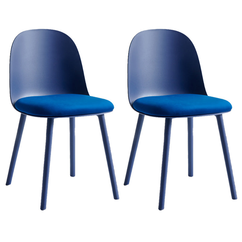 Scandinavian Plastic Armless Dining Chairs Indoor Solid Back Side Chair Dark Blue 2 Piece Set Clearhalo ' kitchen&dining_furn' 'Dining Chairs' 'Dining Tables & Seating' 'dining_chair' 'furn' 'furn_dining_chair' 'Furniture' 'furniture_dining_chair' 'Kitchen & Dining Furniture' 'kitchen' 3837756