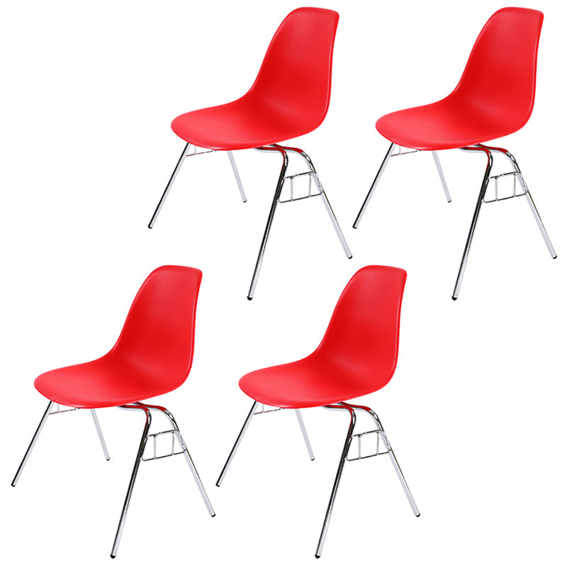 Stackable Armless Dining Chairs Solid Back Side Chairs with Metal Legs Red Set of 4 Clearhalo ' kitchen&dining_furn' 'Dining Chairs' 'Dining Tables & Seating' 'dining_chair' 'Furniture' 'furniture_dining_chair' 'Kitchen & Dining Furniture' 'kitchen' 3837763