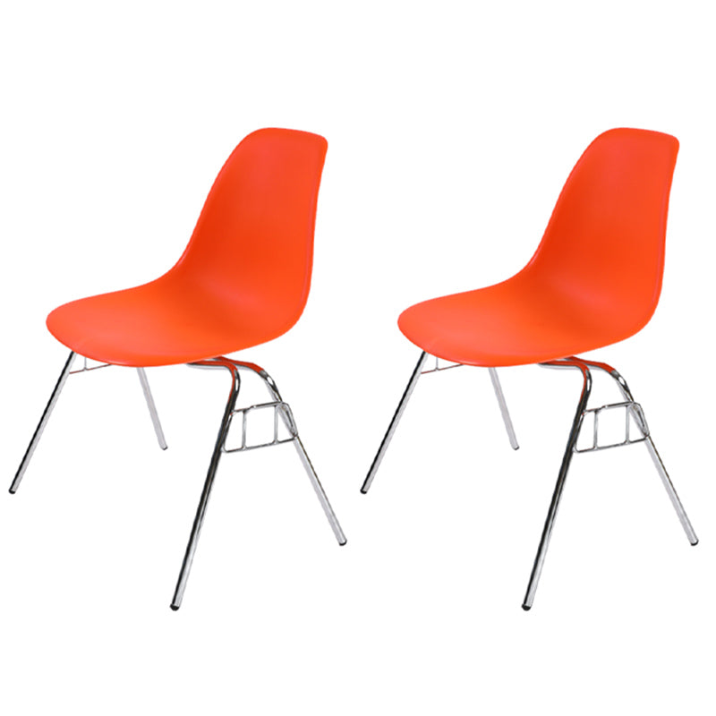 Stackable Armless Dining Chairs Solid Back Side Chairs with Metal Legs Orange Set of 2 Clearhalo ' kitchen&dining_furn' 'Dining Chairs' 'Dining Tables & Seating' 'dining_chair' 'Furniture' 'furniture_dining_chair' 'Kitchen & Dining Furniture' 'kitchen' 3837766