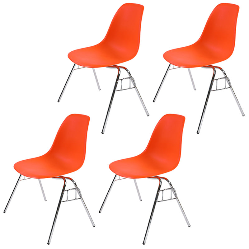Stackable Armless Dining Chairs Solid Back Side Chairs with Metal Legs Orange Set of 4 Clearhalo ' kitchen&dining_furn' 'Dining Chairs' 'Dining Tables & Seating' 'dining_chair' 'Furniture' 'furniture_dining_chair' 'Kitchen & Dining Furniture' 'kitchen' 3837768