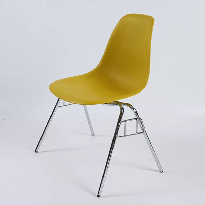 Stackable Armless Dining Chairs Solid Back Side Chairs with Metal Legs Ginger 1 Piece Clearhalo ' kitchen&dining_furn' 'Dining Chairs' 'Dining Tables & Seating' 'dining_chair' 'Furniture' 'furniture_dining_chair' 'Kitchen & Dining Furniture' 'kitchen' 3837770