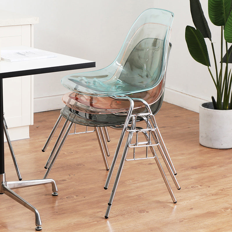 Stackable Armless Dining Chairs Solid Back Side Chairs with Metal Legs Clearhalo ' kitchen&dining_furn' 'Dining Chairs' 'Dining Tables & Seating' 'dining_chair' 'Furniture' 'furniture_dining_chair' 'Kitchen & Dining Furniture' 'kitchen' 3837775