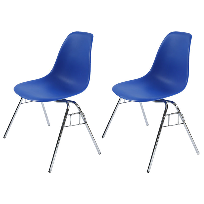 Stackable Armless Dining Chairs Solid Back Side Chairs with Metal Legs Blue Set of 2 Clearhalo ' kitchen&dining_furn' 'Dining Chairs' 'Dining Tables & Seating' 'dining_chair' 'Furniture' 'furniture_dining_chair' 'Kitchen & Dining Furniture' 'kitchen' 3837779