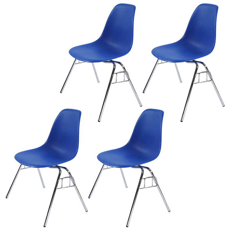 Stackable Armless Dining Chairs Solid Back Side Chairs with Metal Legs Blue Set of 4 Clearhalo ' kitchen&dining_furn' 'Dining Chairs' 'Dining Tables & Seating' 'dining_chair' 'Furniture' 'furniture_dining_chair' 'Kitchen & Dining Furniture' 'kitchen' 3837781