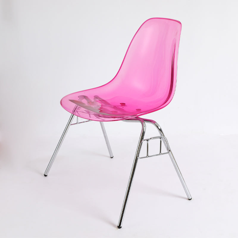 Stackable Armless Dining Chairs Solid Back Side Chairs with Metal Legs Red Clear 1 Piece Clearhalo ' kitchen&dining_furn' 'Dining Chairs' 'Dining Tables & Seating' 'dining_chair' 'Furniture' 'furniture_dining_chair' 'Kitchen & Dining Furniture' 'kitchen' 3837782