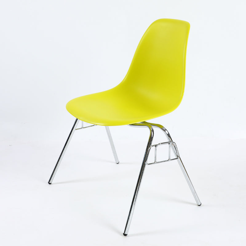 Stackable Armless Dining Chairs Solid Back Side Chairs with Metal Legs Yellow 1 Piece Clearhalo ' kitchen&dining_furn' 'Dining Chairs' 'Dining Tables & Seating' 'dining_chair' 'Furniture' 'furniture_dining_chair' 'Kitchen & Dining Furniture' 'kitchen' 3837785