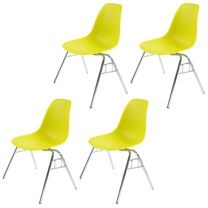 Stackable Armless Dining Chairs Solid Back Side Chairs with Metal Legs Yellow Set of 4 Clearhalo ' kitchen&dining_furn' 'Dining Chairs' 'Dining Tables & Seating' 'dining_chair' 'Furniture' 'furniture_dining_chair' 'Kitchen & Dining Furniture' 'kitchen' 3837787