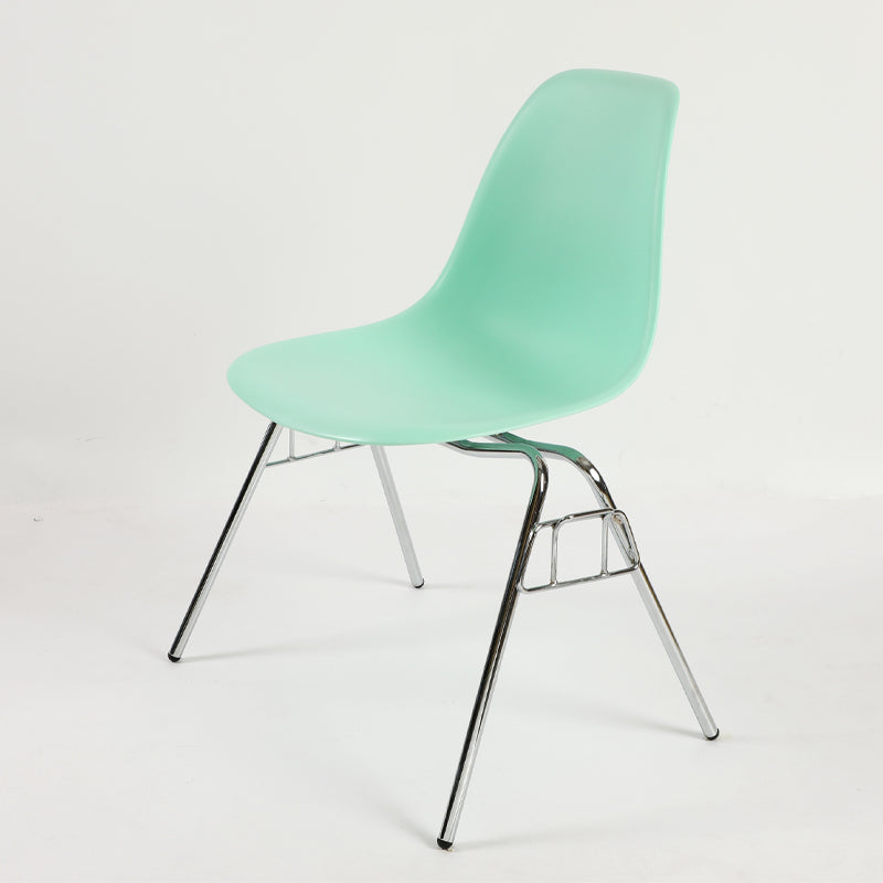 Stackable Armless Dining Chairs Solid Back Side Chairs with Metal Legs Lake Green 1 Piece Clearhalo ' kitchen&dining_furn' 'Dining Chairs' 'Dining Tables & Seating' 'dining_chair' 'Furniture' 'furniture_dining_chair' 'Kitchen & Dining Furniture' 'kitchen' 3837788