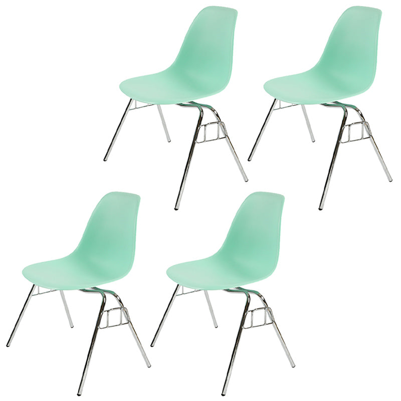 Stackable Armless Dining Chairs Solid Back Side Chairs with Metal Legs Lake Green Set of 4 Clearhalo ' kitchen&dining_furn' 'Dining Chairs' 'Dining Tables & Seating' 'dining_chair' 'Furniture' 'furniture_dining_chair' 'Kitchen & Dining Furniture' 'kitchen' 3837790