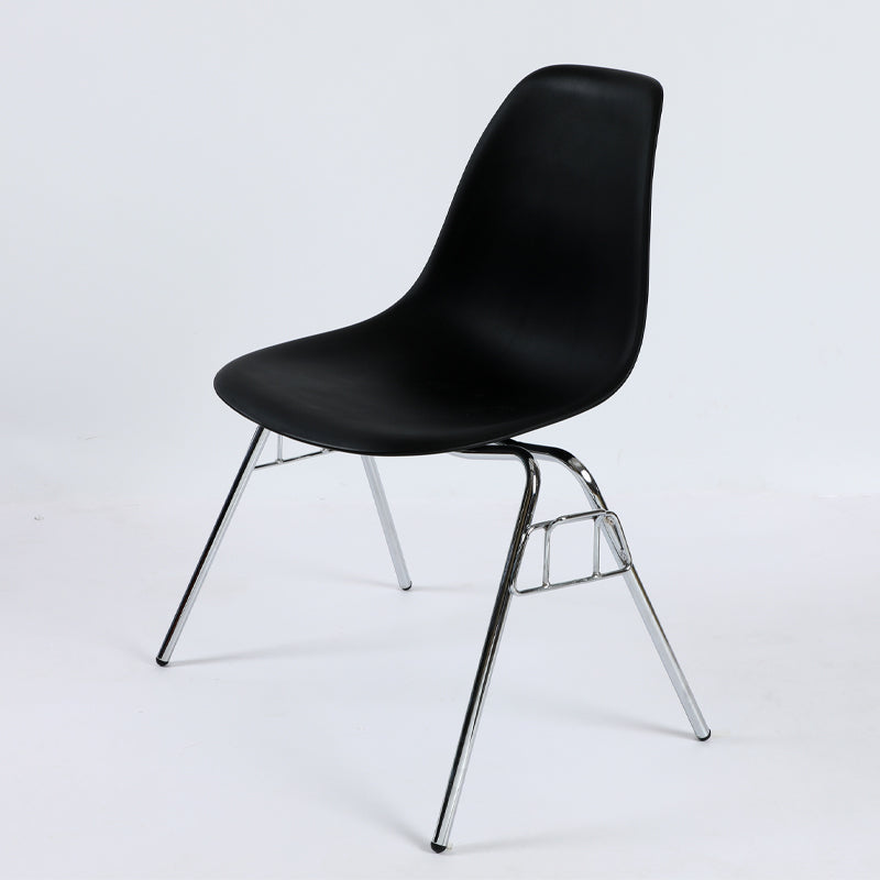 Stackable Armless Dining Chairs Solid Back Side Chairs with Metal Legs Black 1 Piece Clearhalo ' kitchen&dining_furn' 'Dining Chairs' 'Dining Tables & Seating' 'dining_chair' 'Furniture' 'furniture_dining_chair' 'Kitchen & Dining Furniture' 'kitchen' 3837791