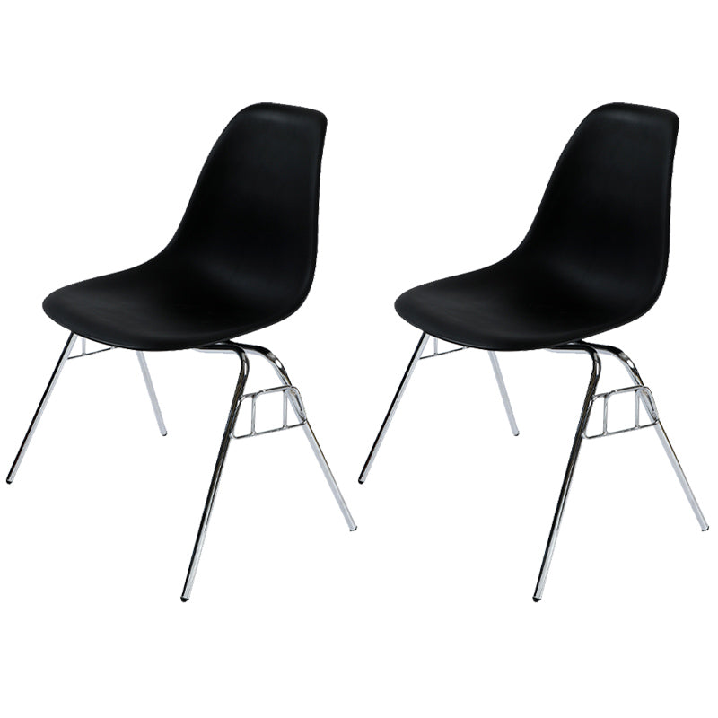 Stackable Armless Dining Chairs Solid Back Side Chairs with Metal Legs Black Set of 2 Clearhalo ' kitchen&dining_furn' 'Dining Chairs' 'Dining Tables & Seating' 'dining_chair' 'Furniture' 'furniture_dining_chair' 'Kitchen & Dining Furniture' 'kitchen' 3837792