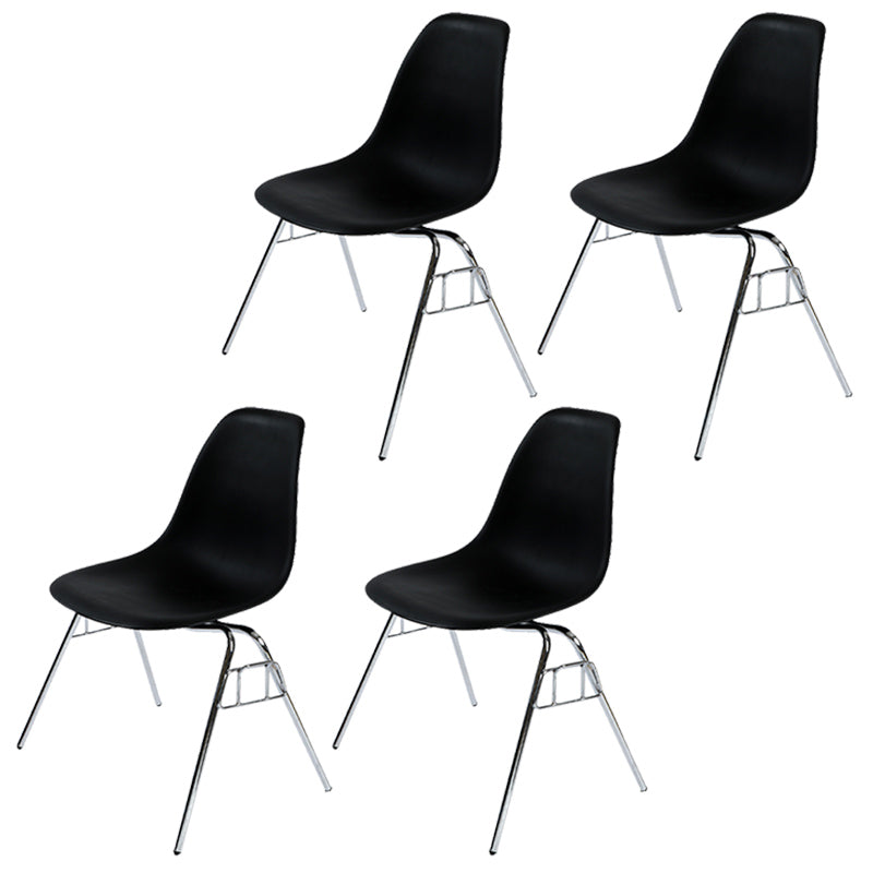Stackable Armless Dining Chairs Solid Back Side Chairs with Metal Legs Black Set of 4 Clearhalo ' kitchen&dining_furn' 'Dining Chairs' 'Dining Tables & Seating' 'dining_chair' 'Furniture' 'furniture_dining_chair' 'Kitchen & Dining Furniture' 'kitchen' 3837793