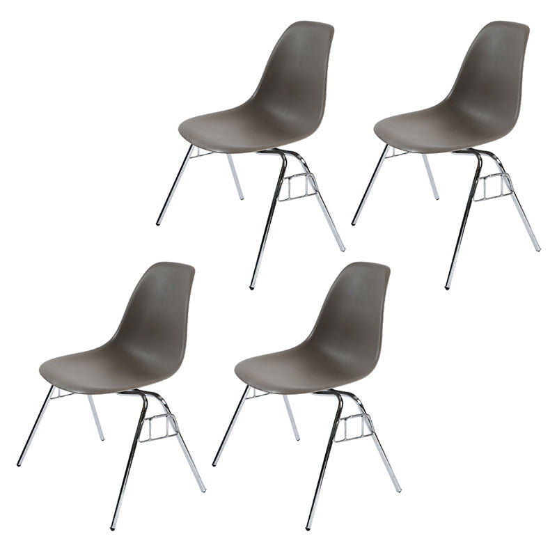 Stackable Armless Dining Chairs Solid Back Side Chairs with Metal Legs Dark Gray Set of 4 Clearhalo ' kitchen&dining_furn' 'Dining Chairs' 'Dining Tables & Seating' 'dining_chair' 'Furniture' 'furniture_dining_chair' 'Kitchen & Dining Furniture' 'kitchen' 3837796