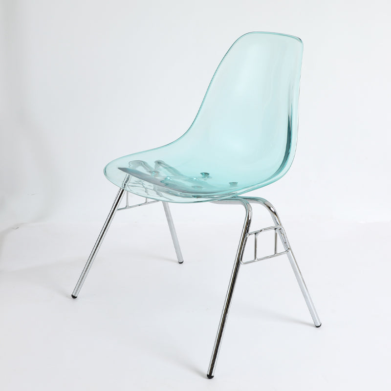 Stackable Armless Dining Chairs Solid Back Side Chairs with Metal Legs Light Blue-Clear 1 Piece Clearhalo ' kitchen&dining_furn' 'Dining Chairs' 'Dining Tables & Seating' 'dining_chair' 'Furniture' 'furniture_dining_chair' 'Kitchen & Dining Furniture' 'kitchen' 3837797