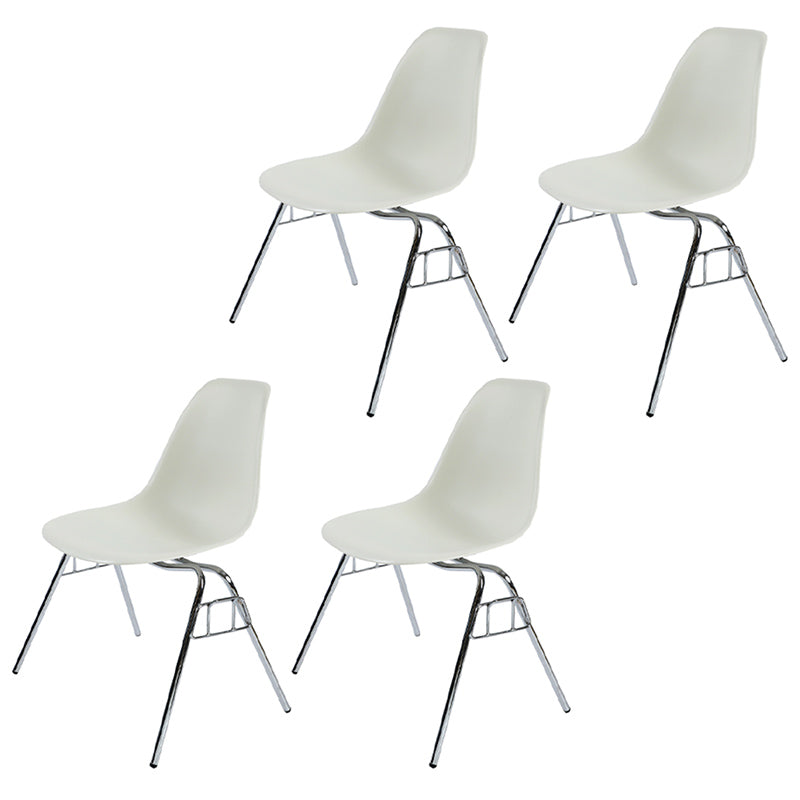 Stackable Armless Dining Chairs Solid Back Side Chairs with Metal Legs White Set of 4 Clearhalo ' kitchen&dining_furn' 'Dining Chairs' 'Dining Tables & Seating' 'dining_chair' 'Furniture' 'furniture_dining_chair' 'Kitchen & Dining Furniture' 'kitchen' 3837802