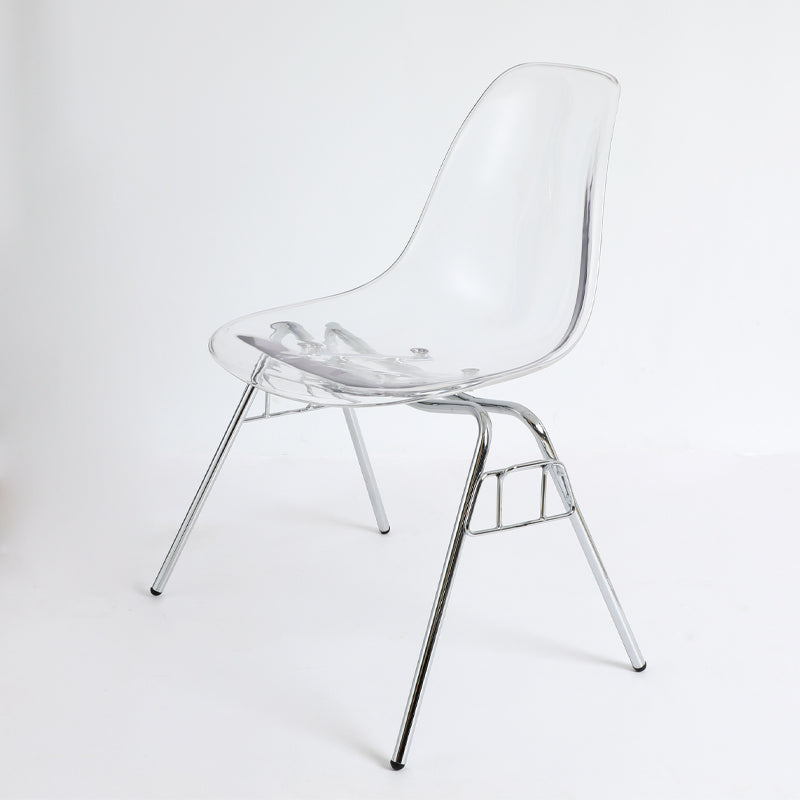 Stackable Armless Dining Chairs Solid Back Side Chairs with Metal Legs Clear 1 Piece Clearhalo ' kitchen&dining_furn' 'Dining Chairs' 'Dining Tables & Seating' 'dining_chair' 'Furniture' 'furniture_dining_chair' 'Kitchen & Dining Furniture' 'kitchen' 3837803