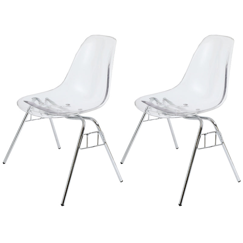 Stackable Armless Dining Chairs Solid Back Side Chairs with Metal Legs Clear Set of 2 Clearhalo ' kitchen&dining_furn' 'Dining Chairs' 'Dining Tables & Seating' 'dining_chair' 'Furniture' 'furniture_dining_chair' 'Kitchen & Dining Furniture' 'kitchen' 3837804