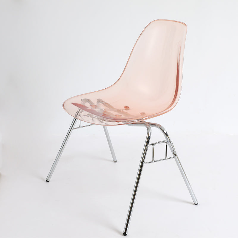 Stackable Armless Dining Chairs Solid Back Side Chairs with Metal Legs Orange Red 1 Piece Clearhalo ' kitchen&dining_furn' 'Dining Chairs' 'Dining Tables & Seating' 'dining_chair' 'Furniture' 'furniture_dining_chair' 'Kitchen & Dining Furniture' 'kitchen' 3837809